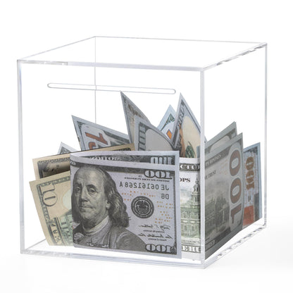 Kypeeka Clear Acrylic Piggy Bank for Adults Kids, Clear Money Saving Box Must Break to Open, Unopenable Piggy Bank for Cash Coins - 4.72"