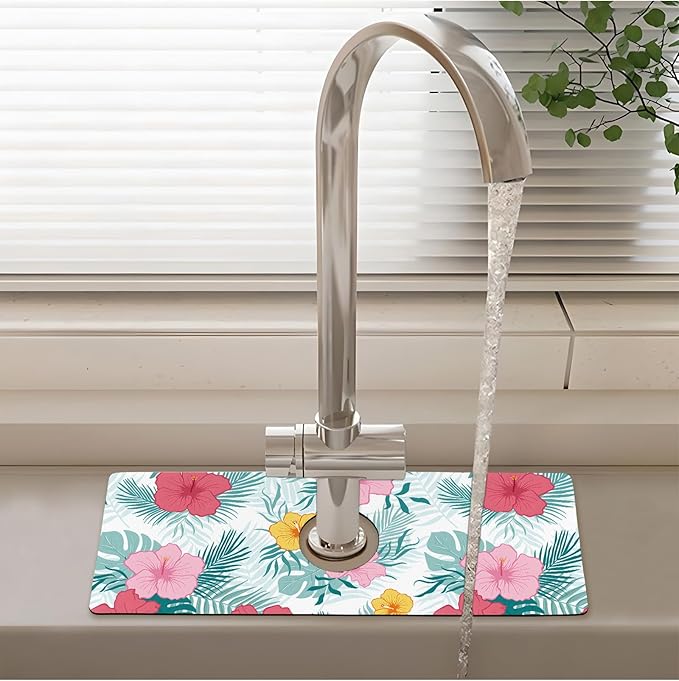 Patterned Sink Faucet Mat Kitchen Splash Guard Super Absorbent Drying Mat