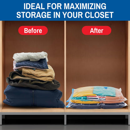 Spacesaver 4 Pack Jumbo Vacuum Storage Bags for Blankets & Clothes – Jumbo Vacuum Sealed Compression Bags with Hand Pump – Space Saver Storage Bags for Bedding, Moving, Travel & Organization
