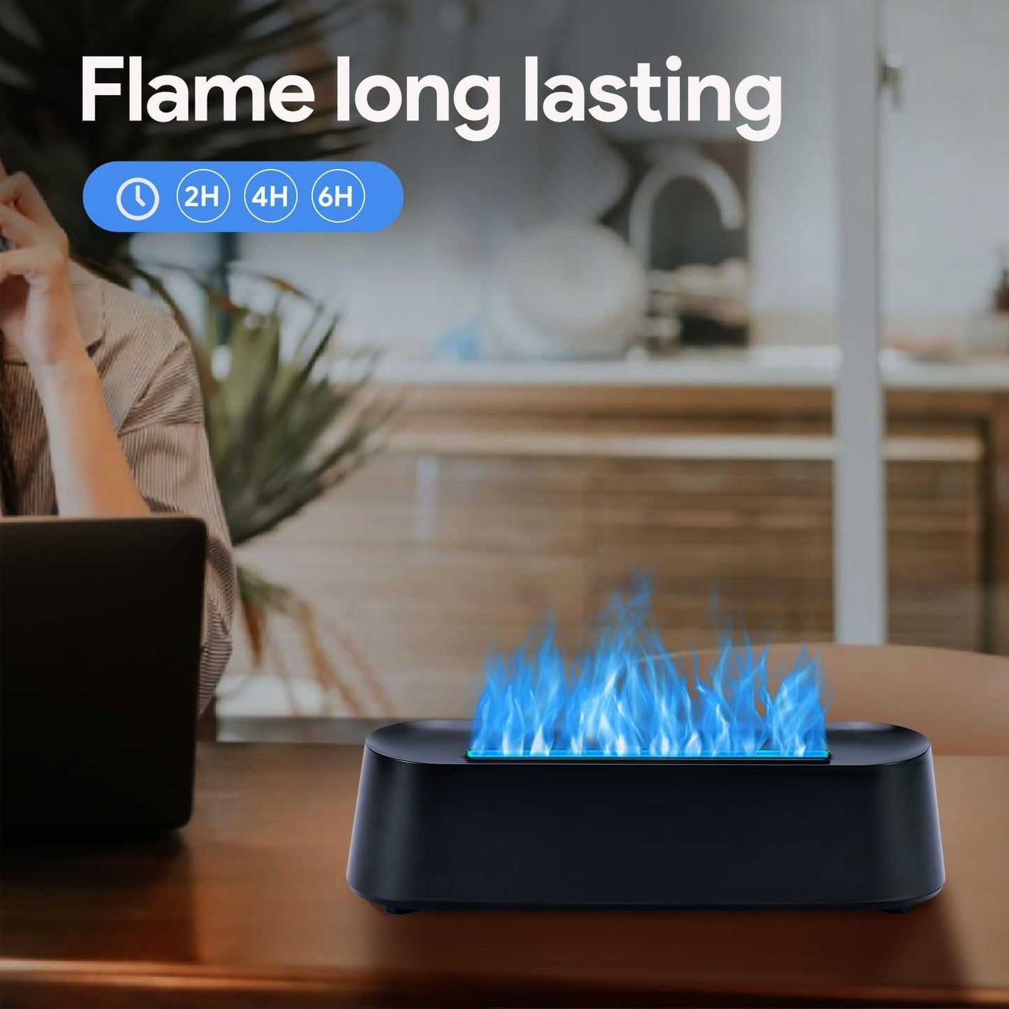 7Color Aroma Diffuser with Remote,Volcano Diffuser for Home Large Room，Flame Diffuser Humidifier 10.7"×3"×3.1" (Black-01)