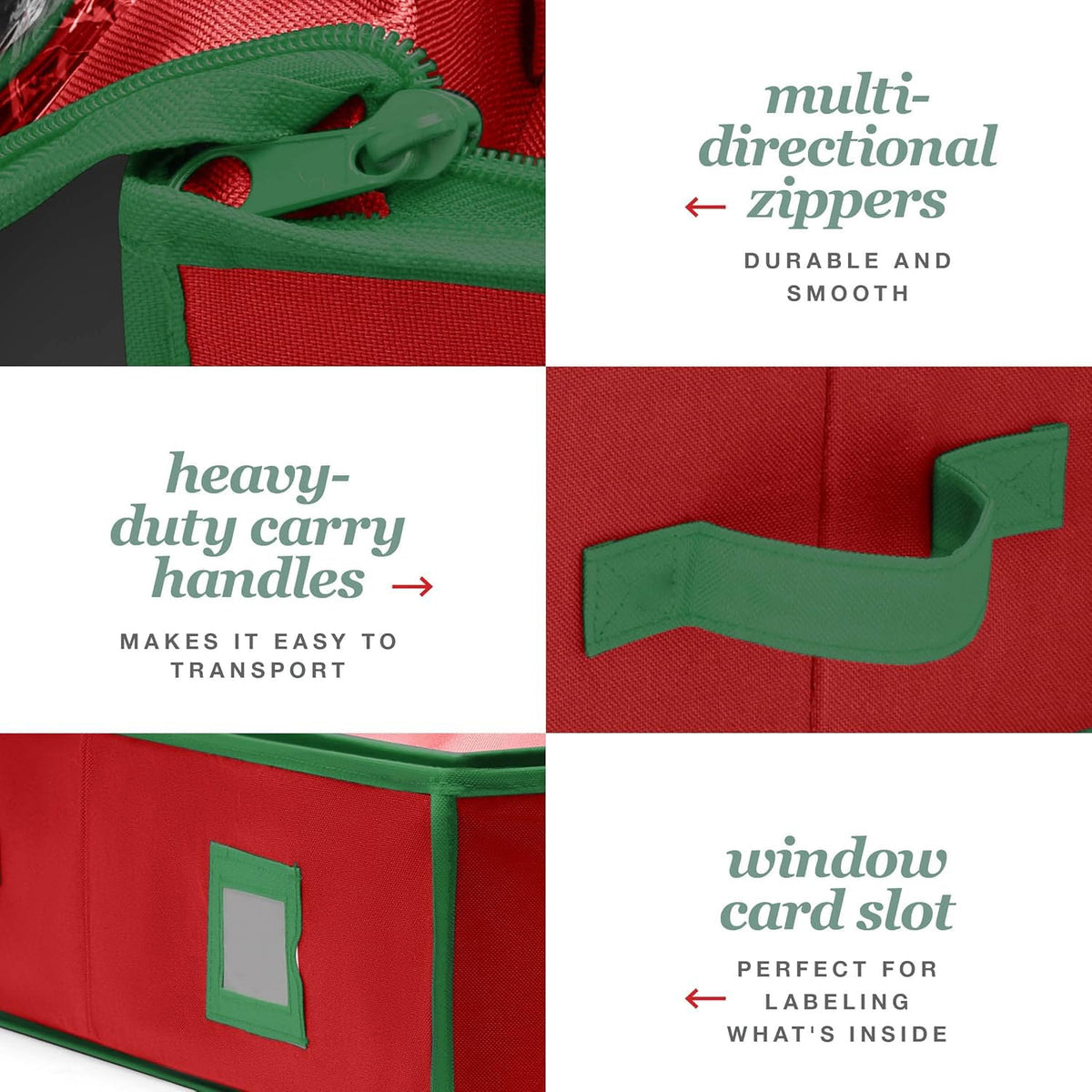 Premium Wrapping Paper Organizer Storage | Gift Wrap Holder With Extra Pockets for Christmas Decorations, Reinforced Handles, Heavy Duty, Ultra-Durable, Tear-Proof Fabric - Fits Up to 27 Rolls (Red)