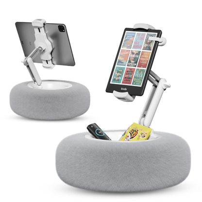 SupeDesk Tablet Pillow Stand for Reading, Adjustable Tablet Stand Phone Holder for Bed with Detachable Snack Bowl, Fits 4.7"-13" Kindle/Phones/Tablets, Watch Videos, Stream Media, Gray