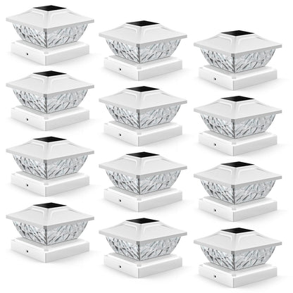 ENSLI 12 Pack Solar Post Cap Lights, 2 Mode Bright Solar Post Lights Outdoor Waterproof, Outdoor Post Lights Solar Powered Deck Lights for 4x4 4.5x4.5 5x5 Posts in Garden Decor