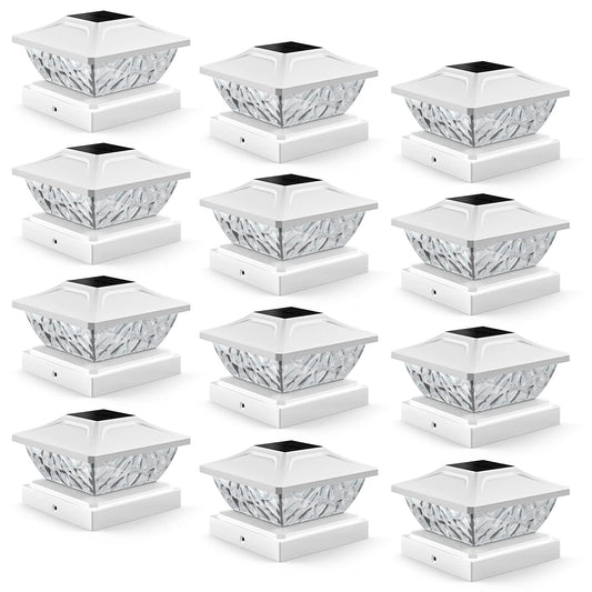 ENSLI 12 Pack Solar Post Cap Lights, 2 Mode Bright Solar Post Lights Outdoor Waterproof, Outdoor Post Lights Solar Powered Deck Lights for 4x4 4.5x4.5 5x5 Posts in Garden Decor