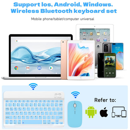 Rechargeable Bluetooth Keyboard and Mouse Combo, Universal Ultra-Slim Wireless Keyboard Mouse Set for Android Windows iPad iPhone Samsung Tablet Portable Compact Keyboard Set (Black)