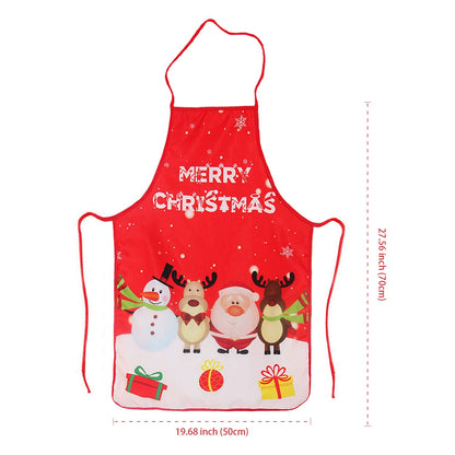 LeeLoon 2 Pack Chistmas Apron, Holiday Kitchen Apron Christmas Santa Claus/Elk/Snowman Style Decoration Apron for Christmas Dinner Party Cooking Baking Crafting House Cleaning Kitchen