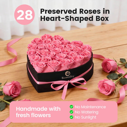 Valentines Day Flowers Roses Gifts for Her,16pcs Red Forever Preserved Roses in Heart Shape Gift Box,Valentines Day Delivery Prime Gifts-Roses Gifts for Women,Mom.