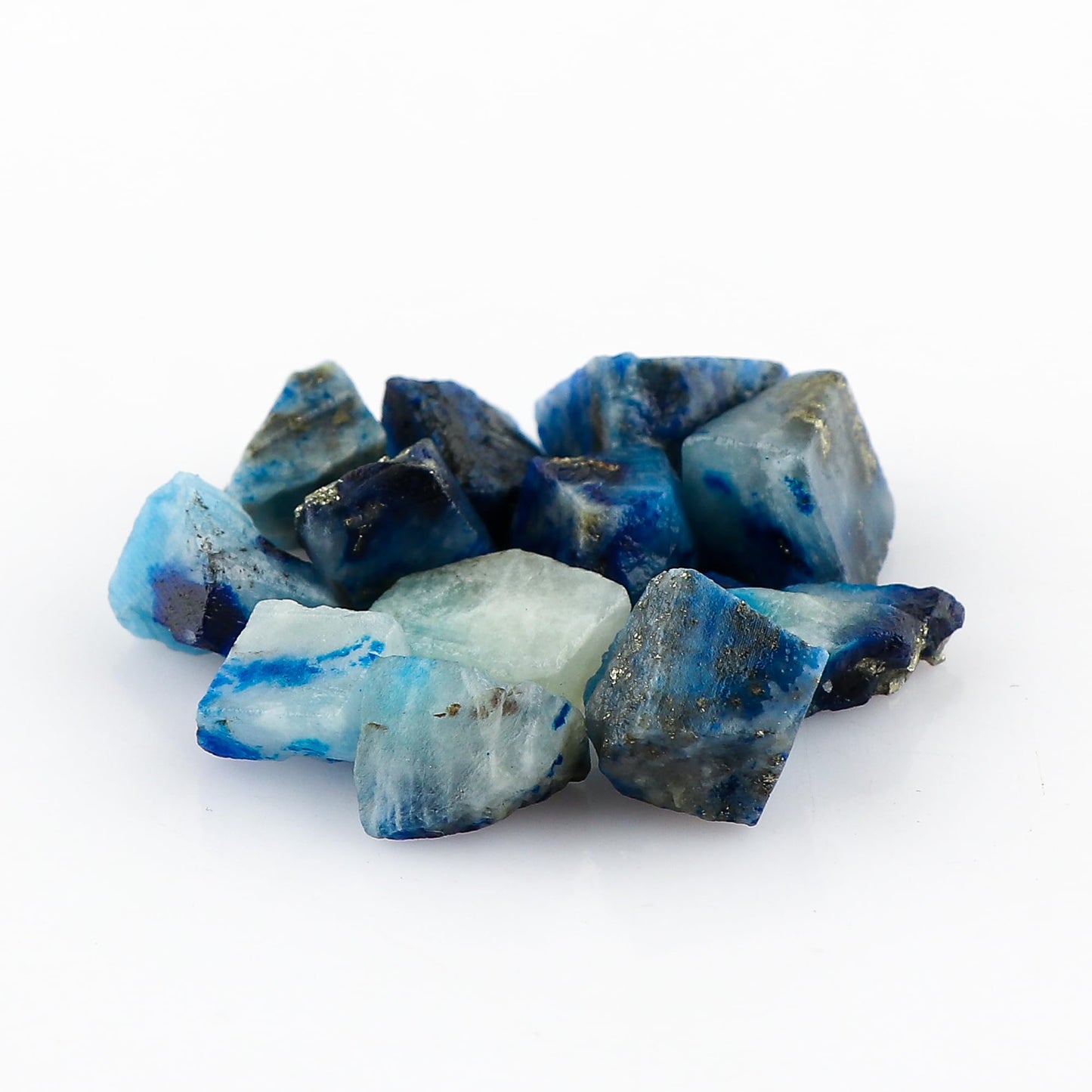 CRYSTALIS (4pcs (10-15mm) Natural Afghanite Lapis-Lazuli, UV Reactive, Loose Gemstone Wholesale Bulk Rough Jewelry Making Supply, Chakra & Healing Raw Stones, Wire Wrapping, DIY, Gem Collection