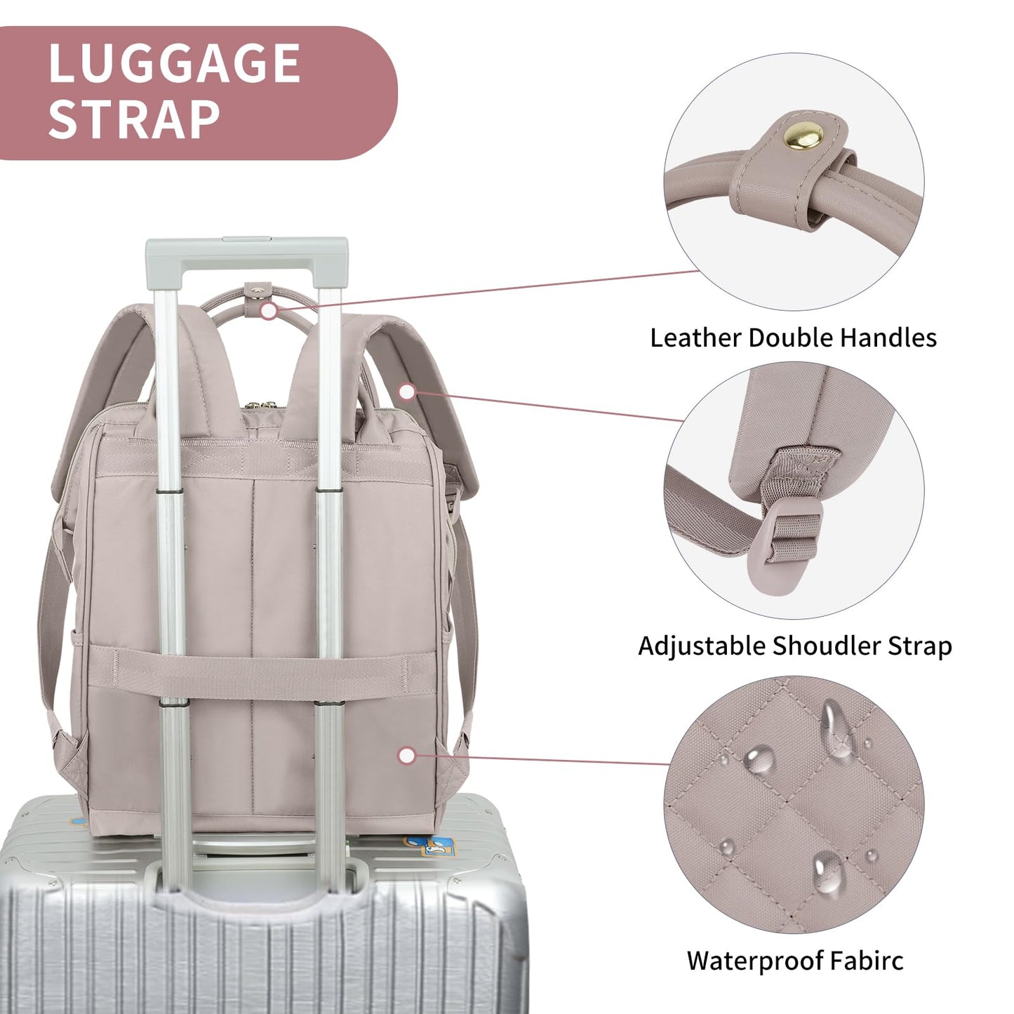 EMPSIGN Laptop Backpack Women 17 Inch, Large Laptop Rucksack Wide Open, College School Backpack with USB Charging Port, Water Repellent Travel Business Work Bag Computer Bookbag for Men, Dusty Pink