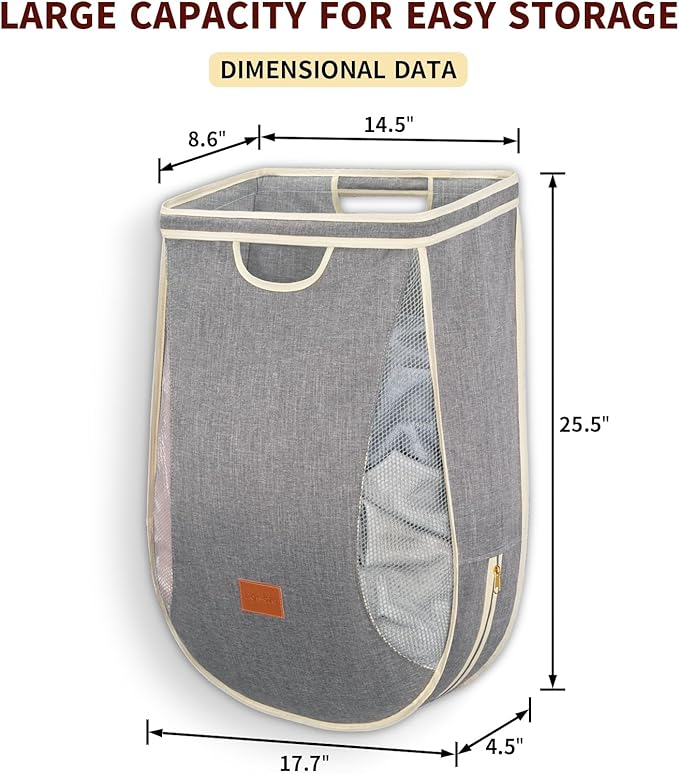 Ligereza Large Capacity Hanging Laundry Hamper Bag, Portable Over The Door