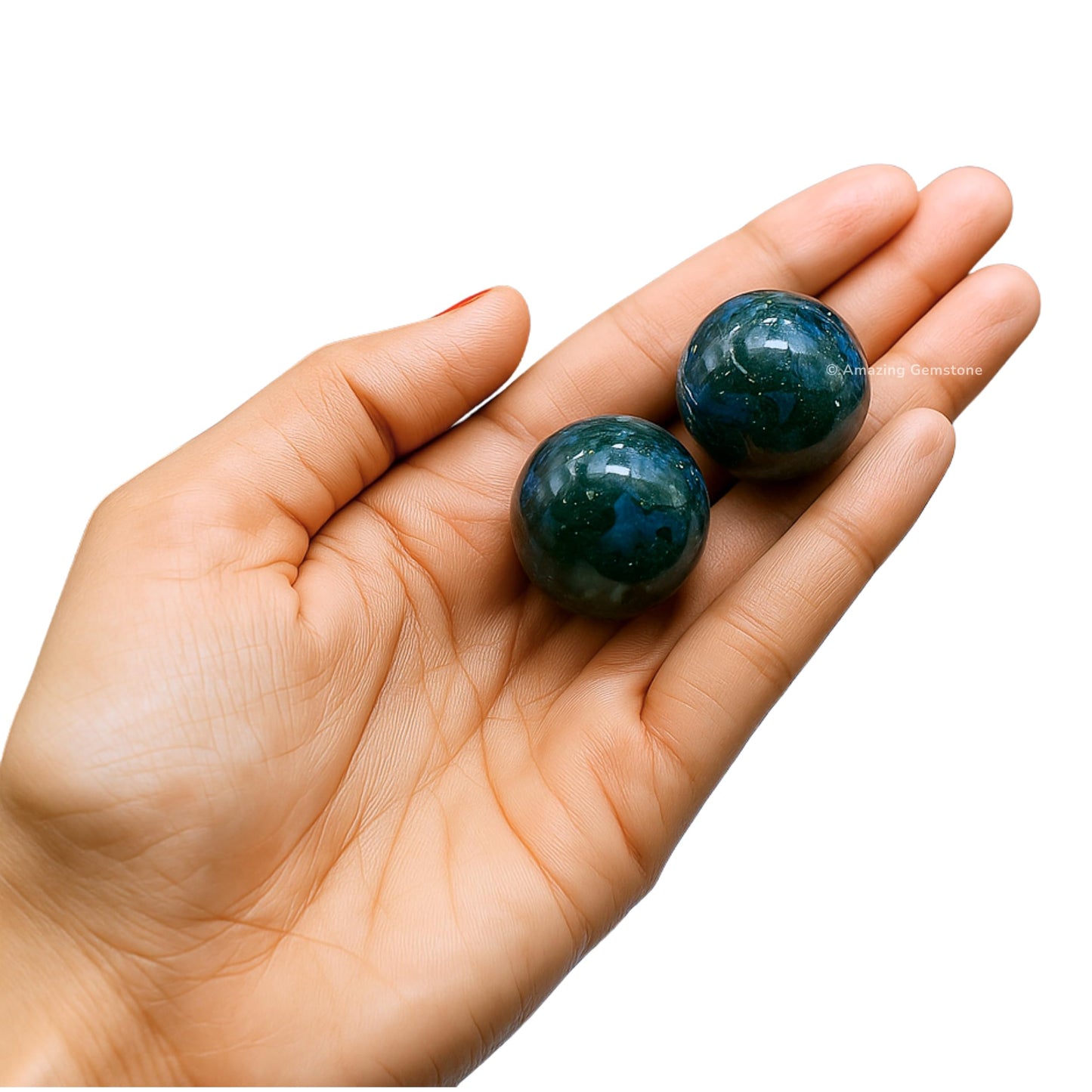 Amazing Gemstone Moss Agate Crystal Ball - 1" Inches Crystal Sphere Meditation Balls for Witchcraft and Decorative Balls - Crystals and Healing Stones Beginners Gift (Pack of 1)