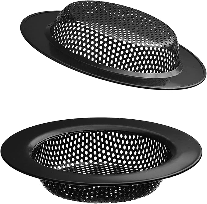 2 Pcs Black Stainless Steel Mesh Sink Drain Strainer, 2.75" Top/1.66" Kitchen
