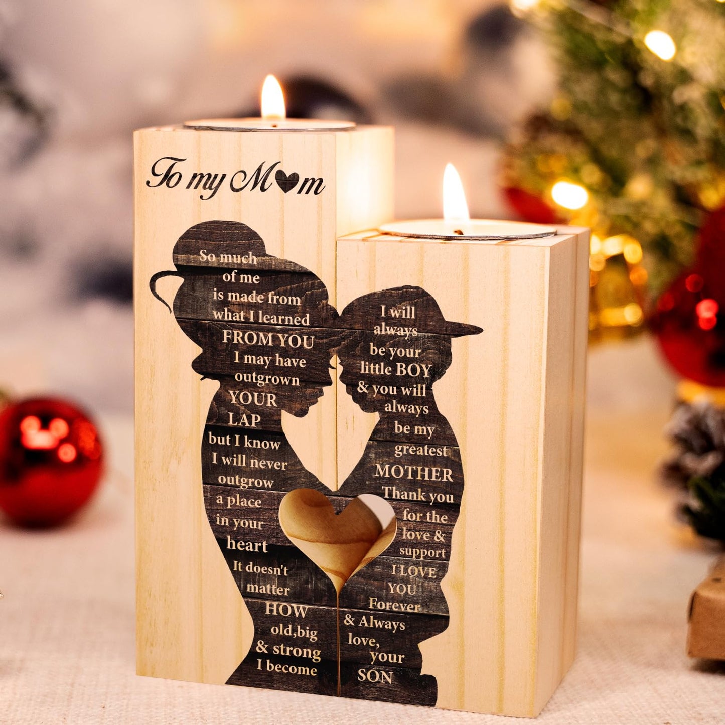 Mum Birthday Gifts, Gift for Mum Candlestick Candle Holder, Mother Presents from Son, Presents for Mummy,Stepmum,Mother in Law on Her Birthday, Heart-shaped