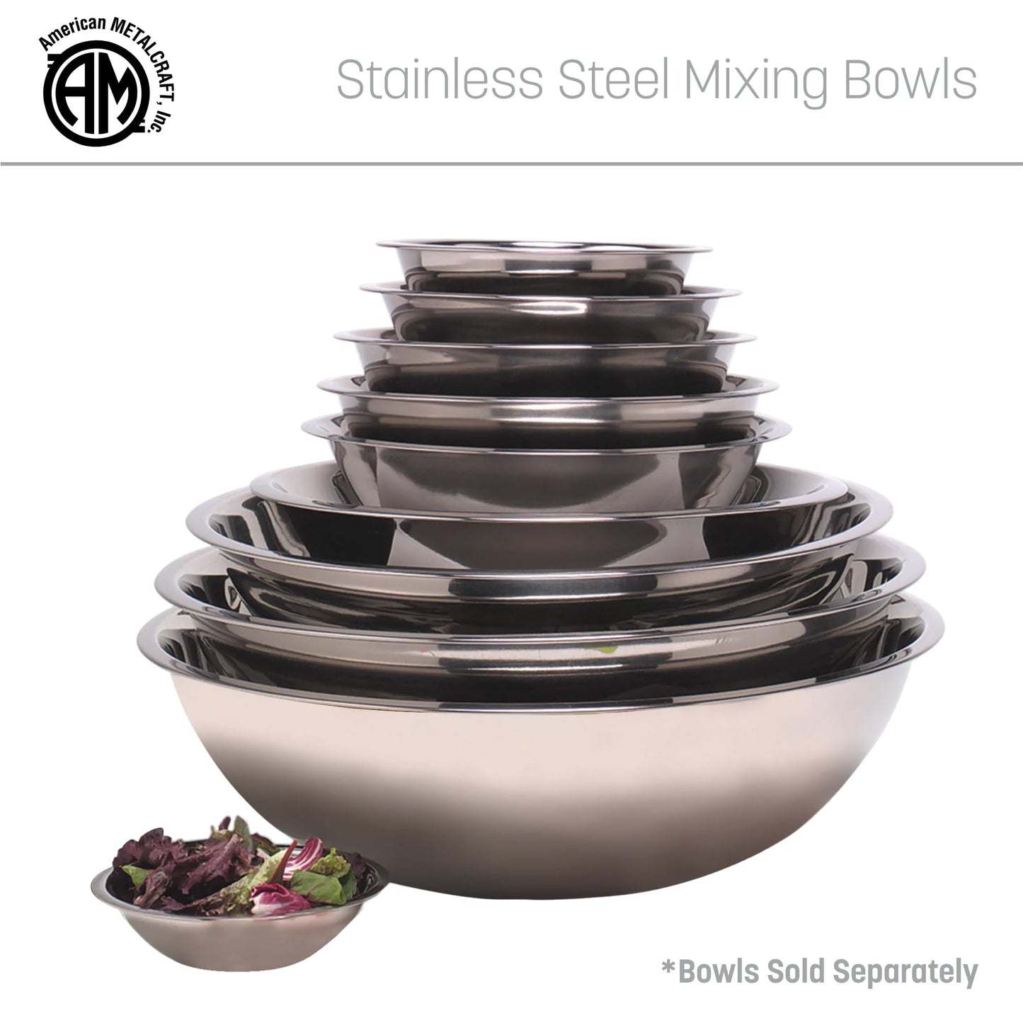 American Metalcraft 16" Stainless Steel Mixing Bowl - 13-Quart Durable Metal Bowls for Mixing, Large Stainless Steel Bowl