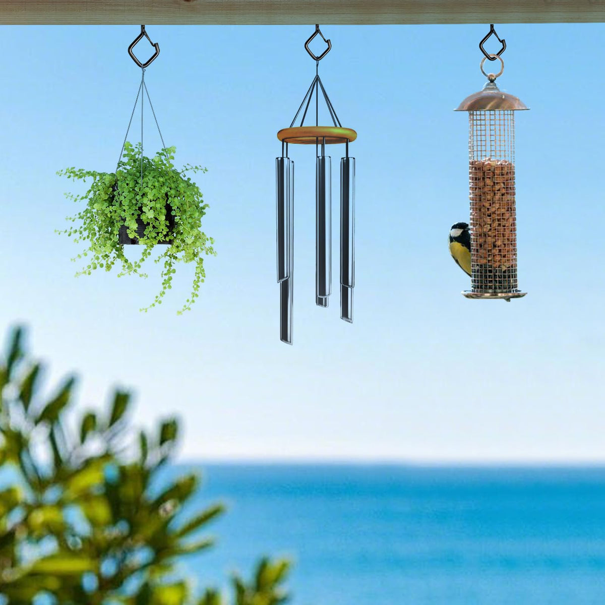 Viweolm 30 Pcs Black Eye Hooks Screw Heavy Duty,Ceiling Hooks for Hanging Plants,String Lights,Cup,Wind Chime,Bird Feeders. Plant Hanger Indoor&Outdoor