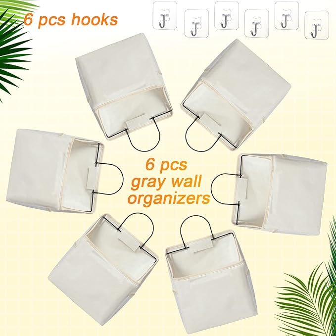Chumia 6 Pack Wall Hanging Storage Basket Bathroom Closet Hanging Storage Bag