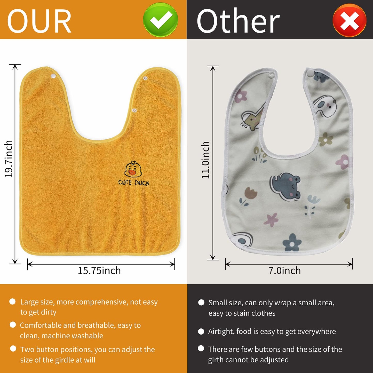 RAXIFU 6 Packed Baby Bibs for Girls or Boys, Large Towel Bibs for Toddler 3-6 Years with Gift Box Packed(2 pink purple yellow)