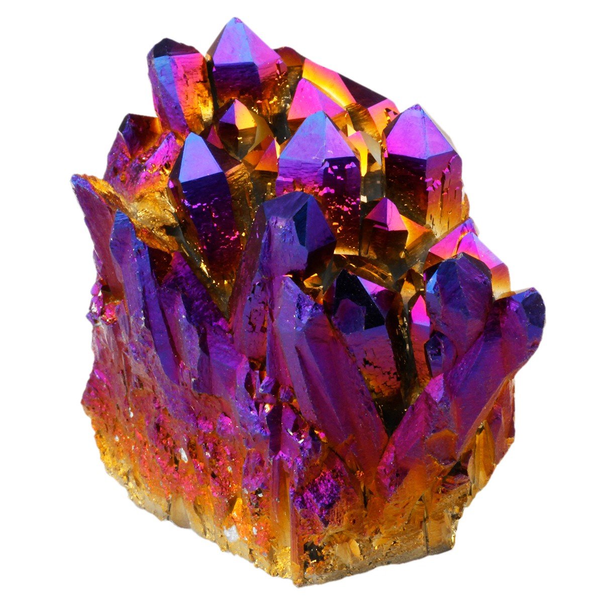 SUNYIK Purple Aura Titanium Quartz Crystal Cluster,Drusy Flame Geode Gemstone Specimen Figurine(0.4-0.5lb)