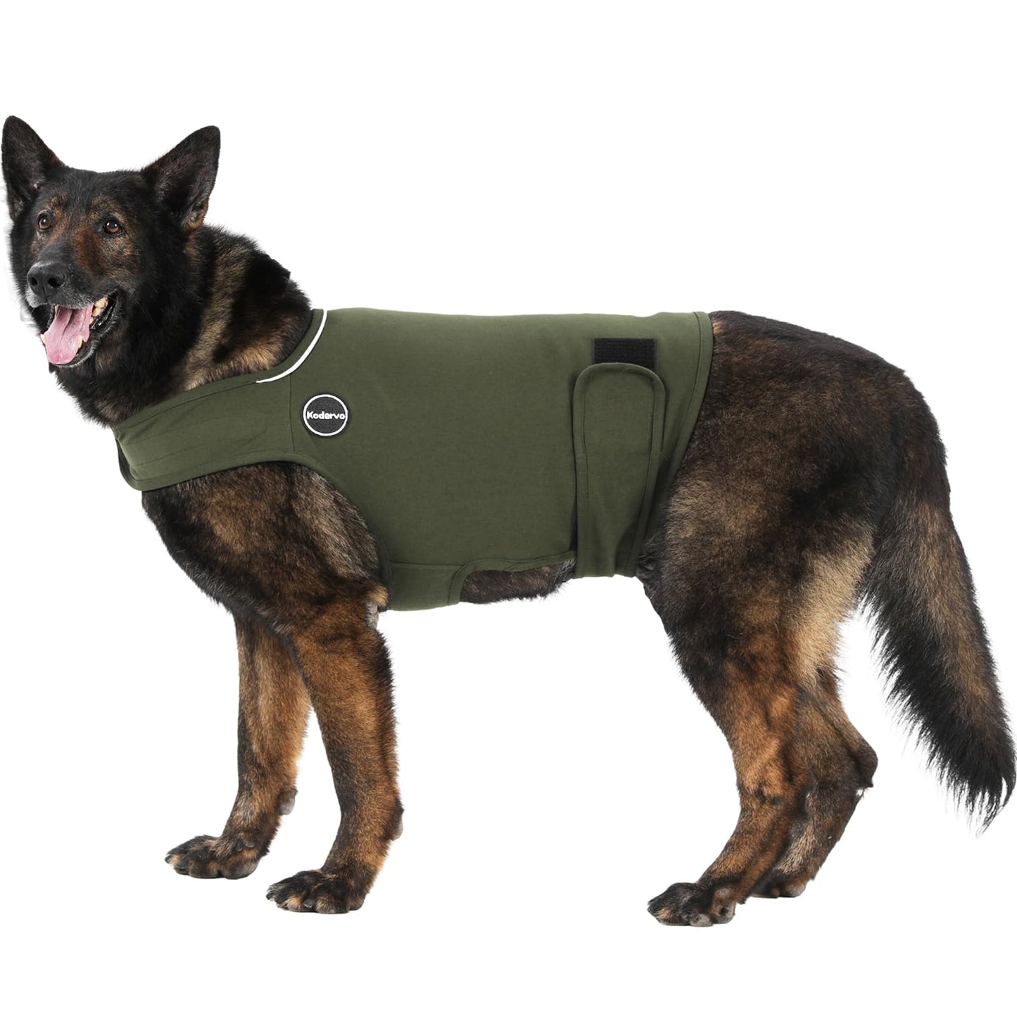 Kodervo Dog Anxiety Jacket, Skin-Friendly Dog Calming Shirt - Dog Coat for Thunder, Fireworks, Vet Visits and Separation - Keep Pet Calm Without Medicine & Training, Army Green, Medium