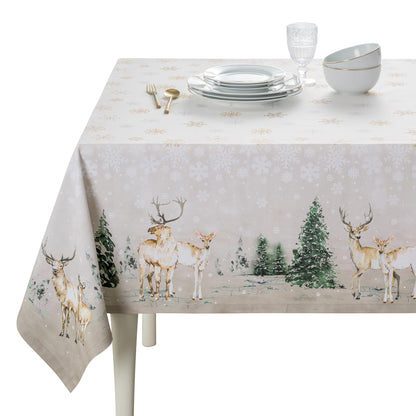 Maison d' Hermine Table Cloth Rectangle Table 100% Cotton 60 x 120 Inches Fall Tablecloth Reusable Everyday Use for Thanksgiving Christmas Decorations Dining Farmhouse Party (Deer in The Woods)