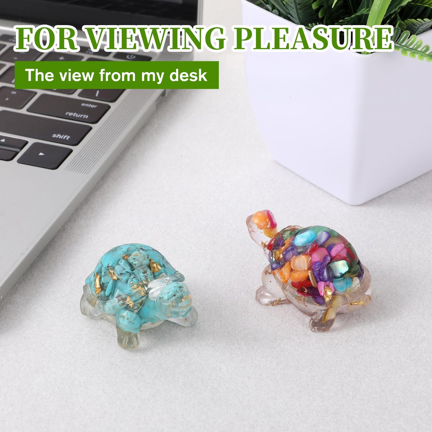 EupHHonycs 4Pcs Crystal Turtle Mini Handmade Crystal Turtle Sea Mini Resin Turtles for Home Office Fish Tank Colorful Healing Crystals Animal Statue Desk Shelf or Meditation Space