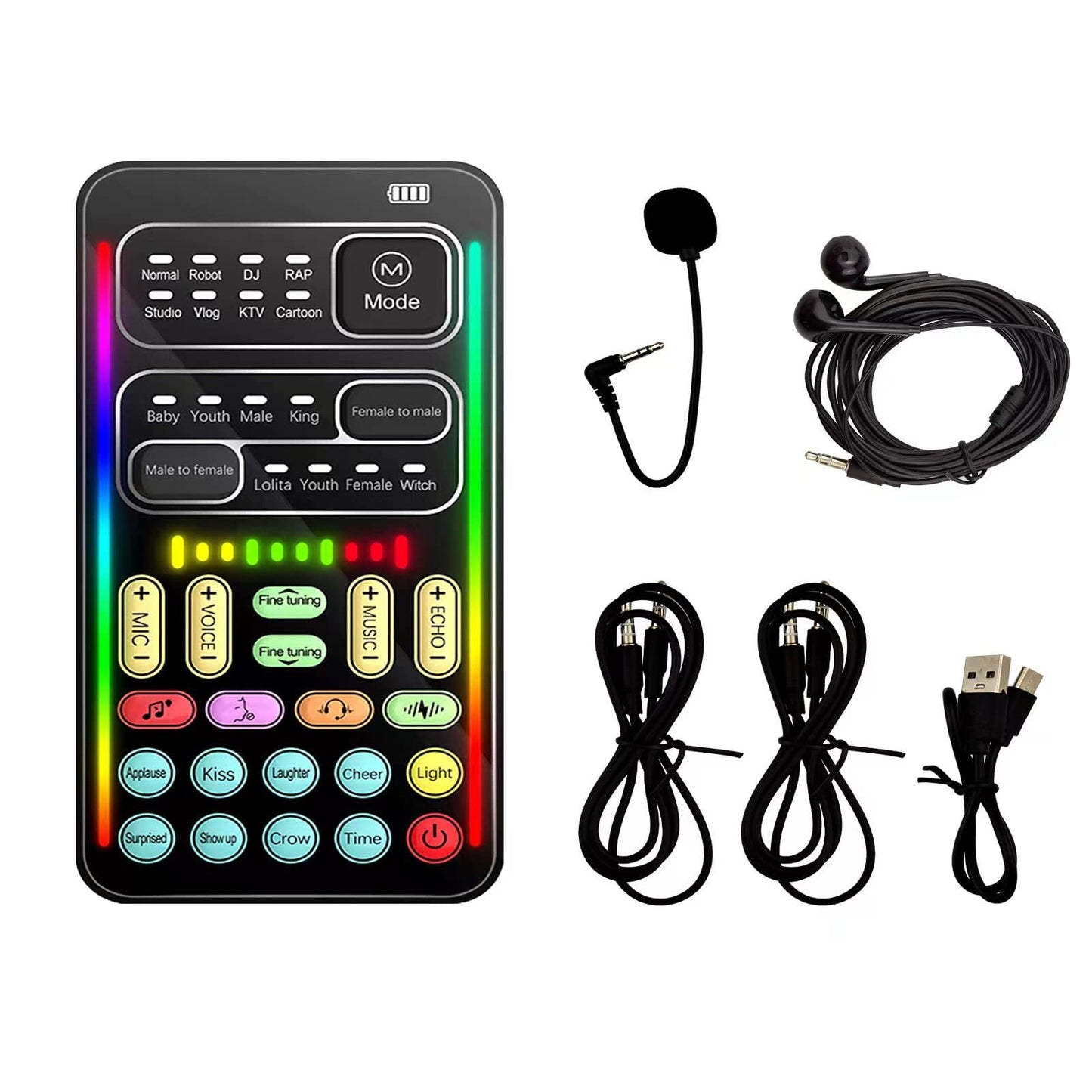 Portable Handheld Microphone Voice Changer with Sound Multifunctional Effects Machine Voice Disguiser Mini Device for Mobile Phone PC Laptops PS4 Xbox One Games