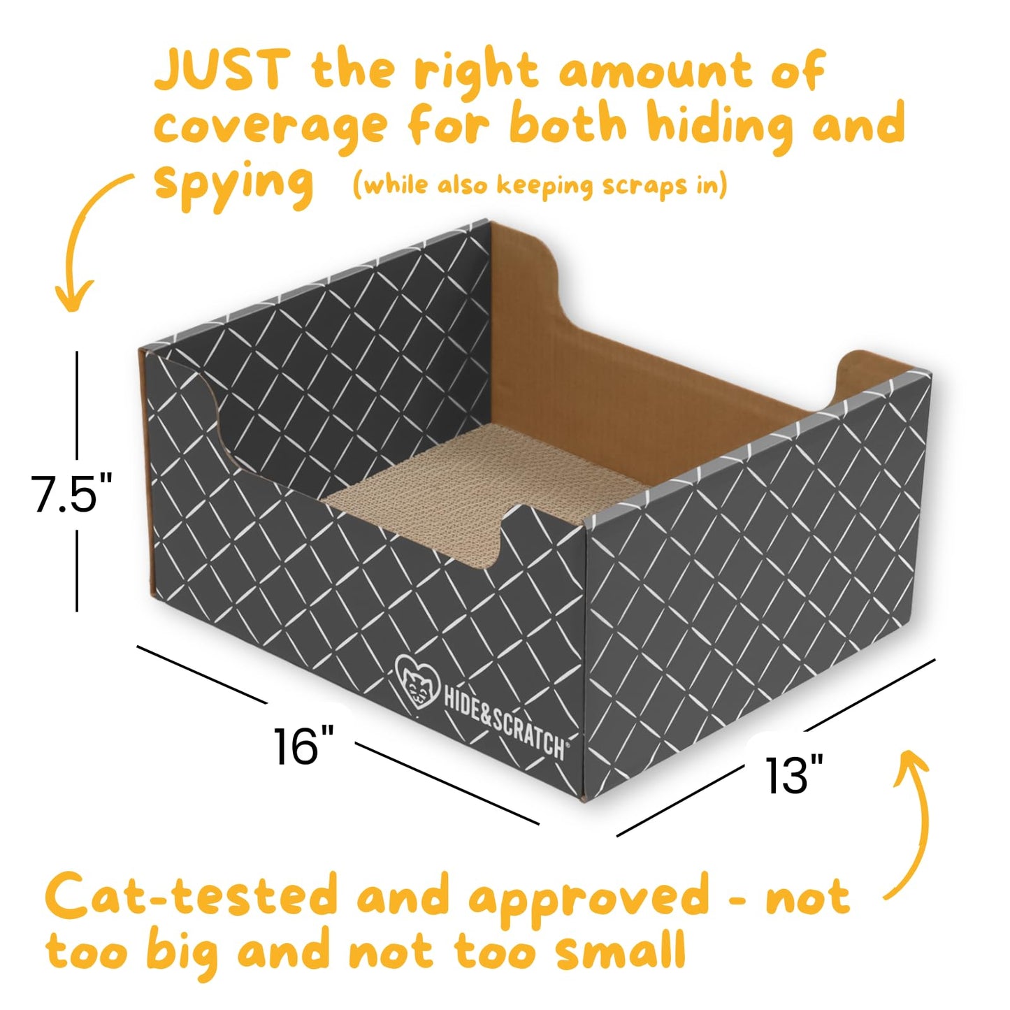 HIDE & SCRATCH Large Cardboard Cat Bed and Scratching Box with Refillable Double-Sided Cardboard Cat Scratching Board (40 x 33cm)