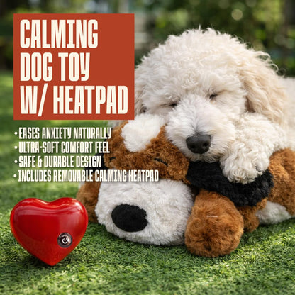 VeroPet 3-in-1 Pet Anxiety Relief Toy Set with Heartbeat Real-Feel Simulator and Warming Heat Pad, Soft Plush Snuggle Companion for Dogs and Small Animals, 11.8 Inch, Polyester Cotton Blend