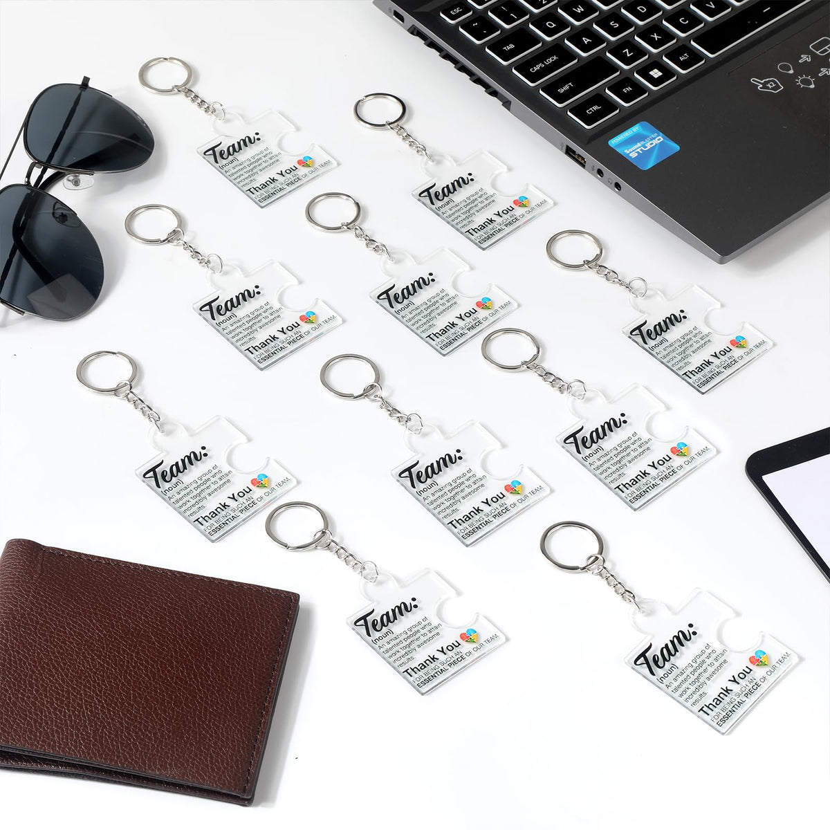 VZZNN Employee Appreciation Gifts – 36 Pack Team Gifts for Employees, Thank You Keychain Set for Staff, Teachers, Volunteers, Teamwork Gift Office Puzzle Piece Acrylic Keychains