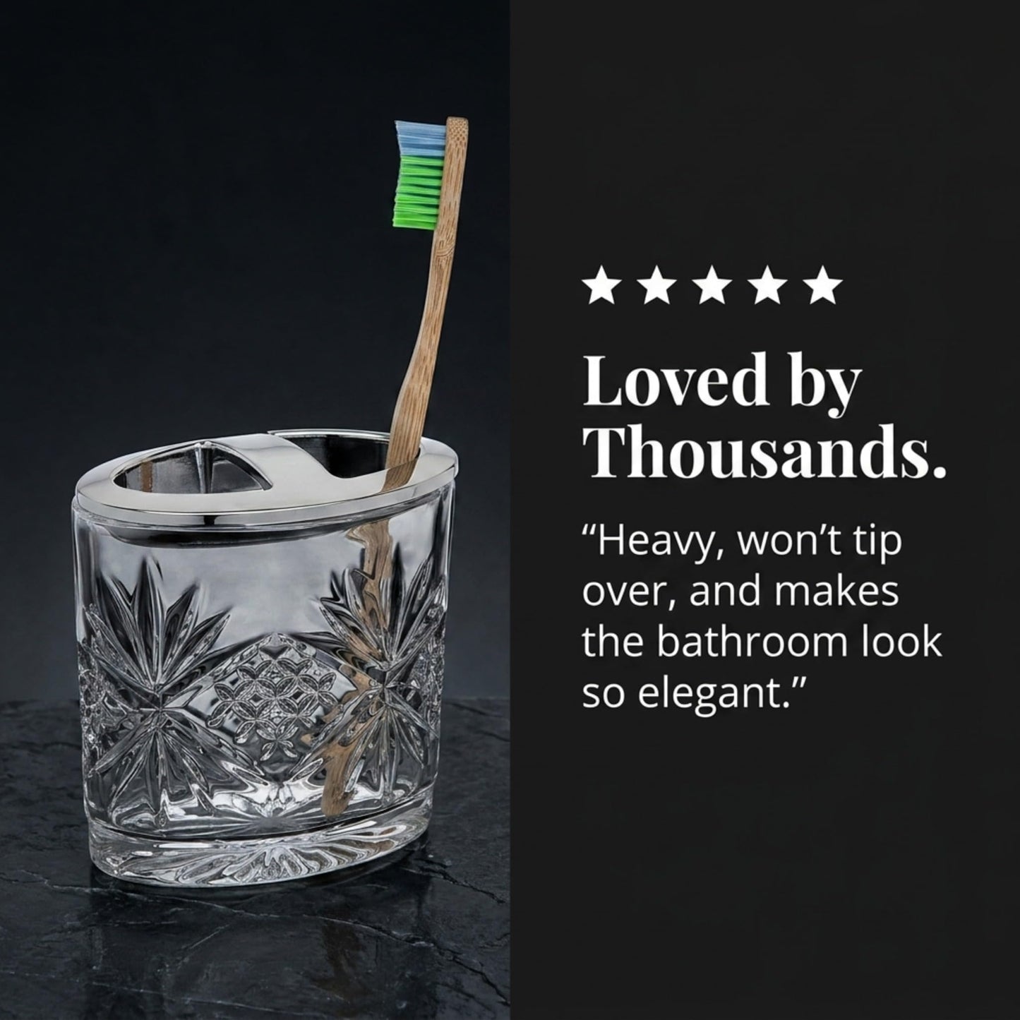 Godinger Crystal Toothbrush Holder, Decorative Countertop Organizer, Bathroom Accessory, Dublin Collection, Decorative Countertop Organizer