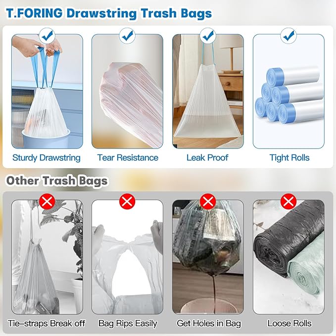 5 Gallon Trash Bags Drawstring 1.1 Mil