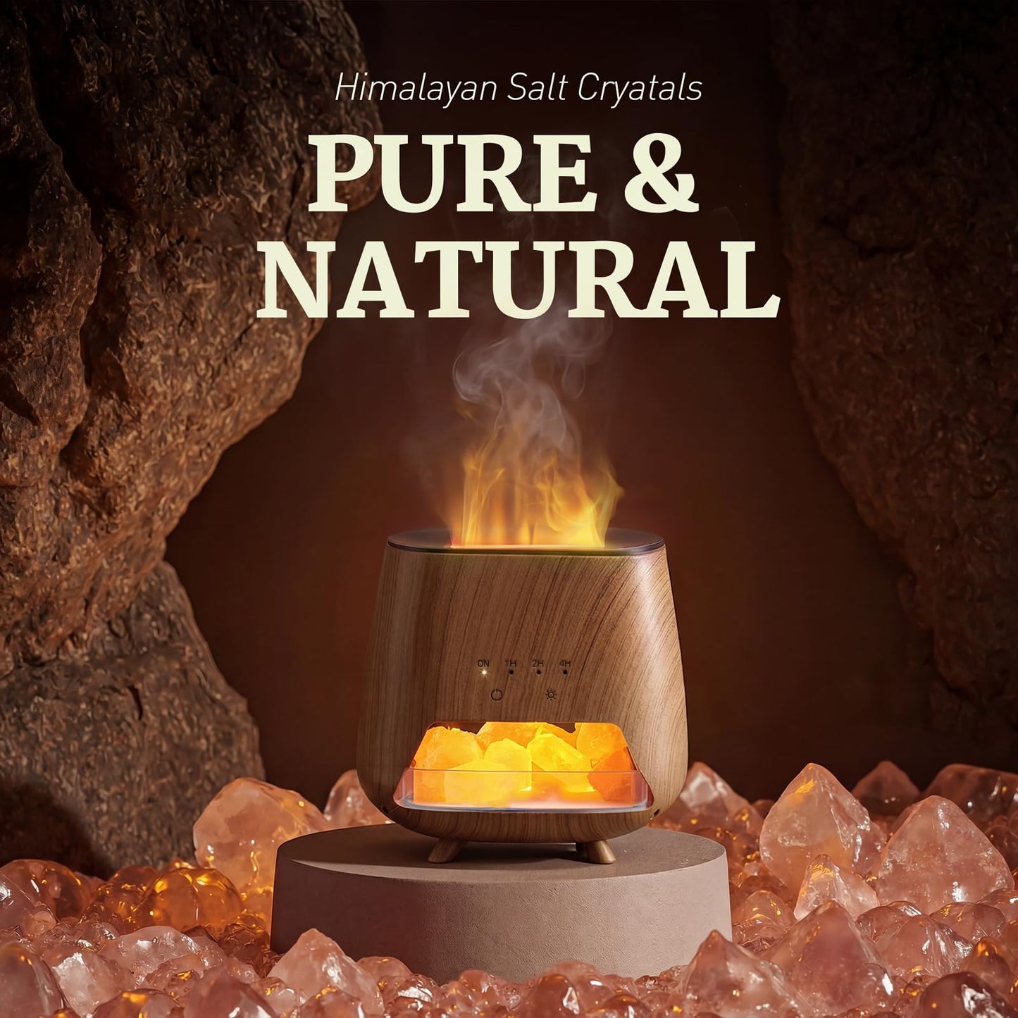 OUWEDW Essential Oil Diffuser for Home, 𝟒-𝐢𝐧-𝟏 Aromatherapy Diffuser & 𝐇𝐢𝐦𝐚𝐥𝐚𝐲𝐚𝐧 𝐒𝐚𝐥𝐭 Lamp, 200ml Cool Mist Humidifier, 𝟗-𝐂𝐨𝐥𝐨𝐫 𝐋𝐄𝐃, Auto Off, Bedroom Office Yoga