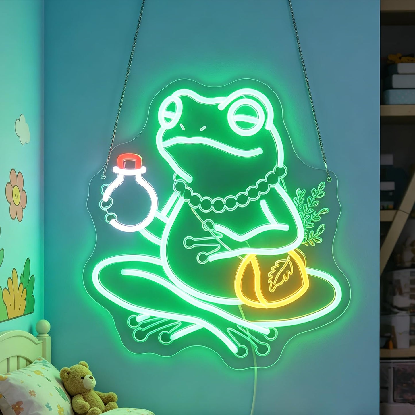 "Meditating Frog" Zen Neon Light for Game Room Study – Serene LED Wall Art for Yoga Lounge, Dimmable USB, Peaceful Gift for Gamers
