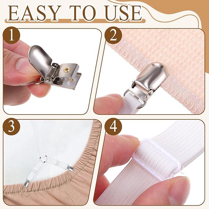 16 Pcs Bed Sheet Straps Sets-2 Style Adjustable Bed Sheet Fasteners Holders