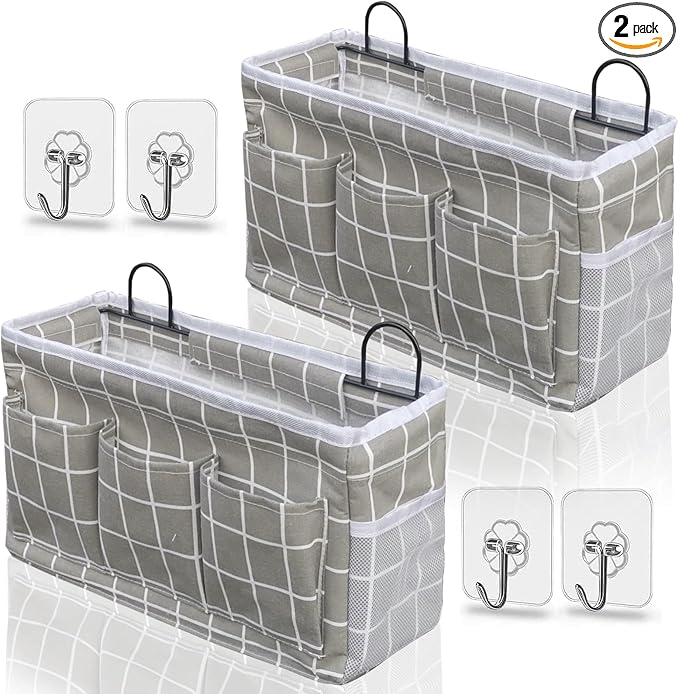 2pcs Light-Style Wall Hanging Storage Bag, Linen Fabric Door Hanging Organizer