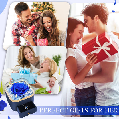 Beferr Valentines Day Gifts for Her Preserved Real Rose with Necklace Eternal Roses Forever Flowers for Delivery Prime Mothers Anniversary Birthday Gifts for Women Mom Grandma Wife Daughter Girlfriend