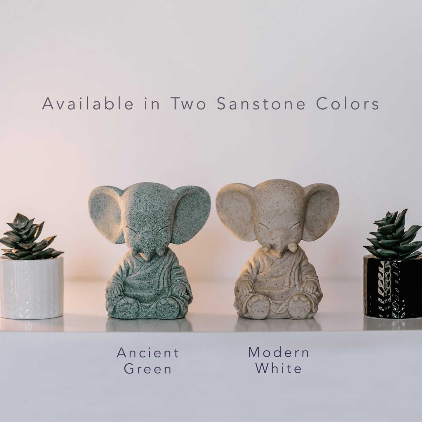 Adorable Sleeping Elephant Statue - Cute Meditating Sandstone Sculpture - Yoga Gift, Home Decor Figurine, Desk Decor (Ancient Sandstone)