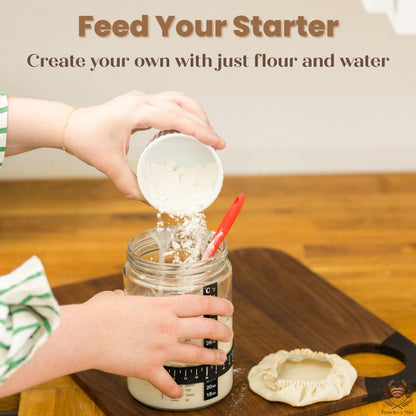 Pancito y Más Sourdough Starter Kit with Digital Scale & 37oz Jar – 12-Piece Complete Bread Baking Set for Beginners with Banneton, Bread Sling & Step-by-Step Guide