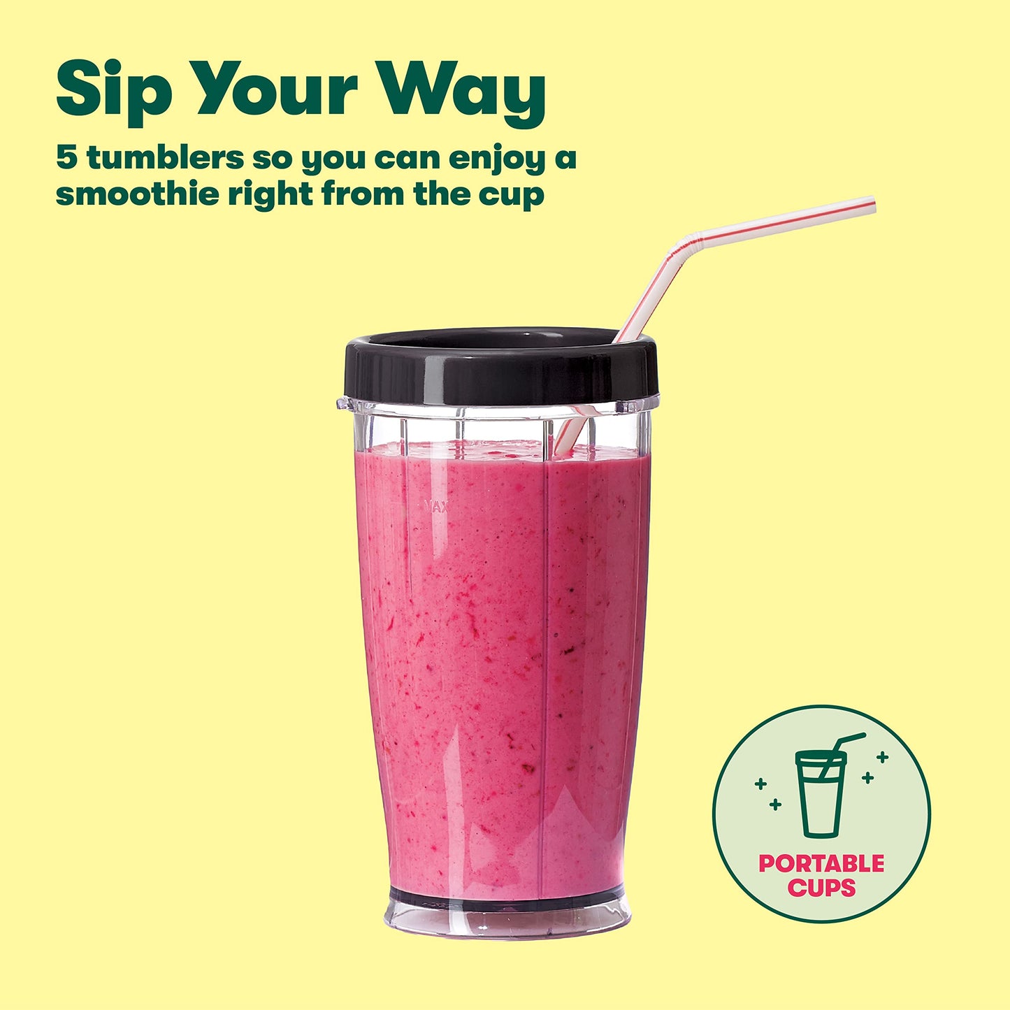bella 6 Pcs Portable Rocket Blender, Juicer & Smoothie Maker, Press & Twist Design, EverGood™ & BPA Free Dishwasher Safe Parts, 4 Tip Stainless Steel Blade, Cord Wrap, 240 Watt Motor, Oatmilk