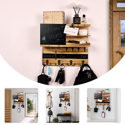 UBMRK Key Holder for Wall Mounted Keys and Mail Holder Decorative Farmhouse Organizer Wall Hanger with Hooks Small Key Shelf for Home Entryway Hallway Bedroom Decor New Home Gift