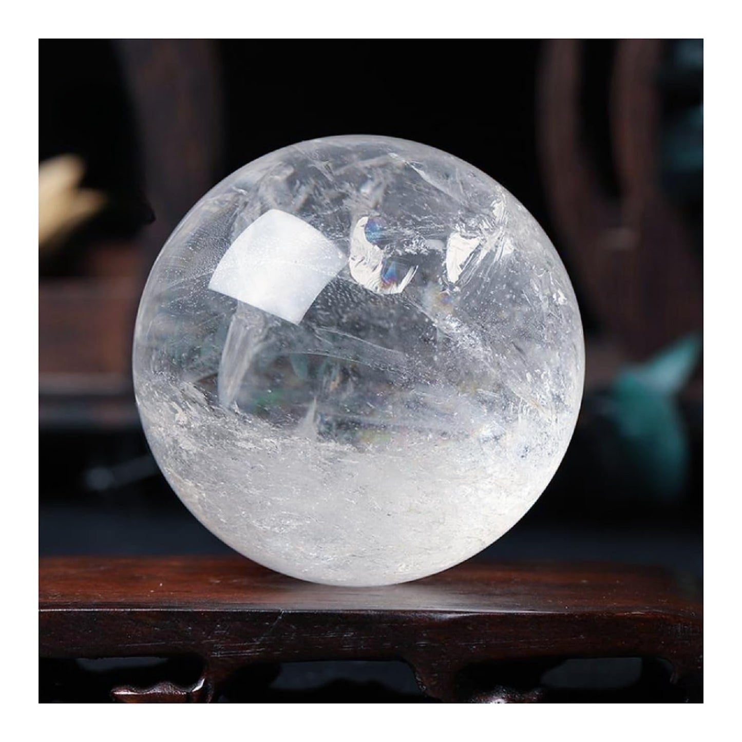 DUKIZA Natural Crystal Ball Clear Quartz Crystal Balls Decor for Home Office Quartz Crystals Sphere with Stand