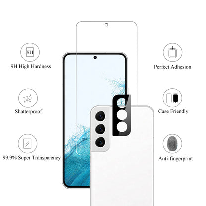 Ailun Screen Protector for Galaxy S22+/S22 Plus 5G 6.6 Inch Display 3Pack + 3Pack Camera Lens Tempered Glass Fingerprint Unlock 0.25mm Clear Anti-Scratch Case Friendly [Not For S22 Ultra]