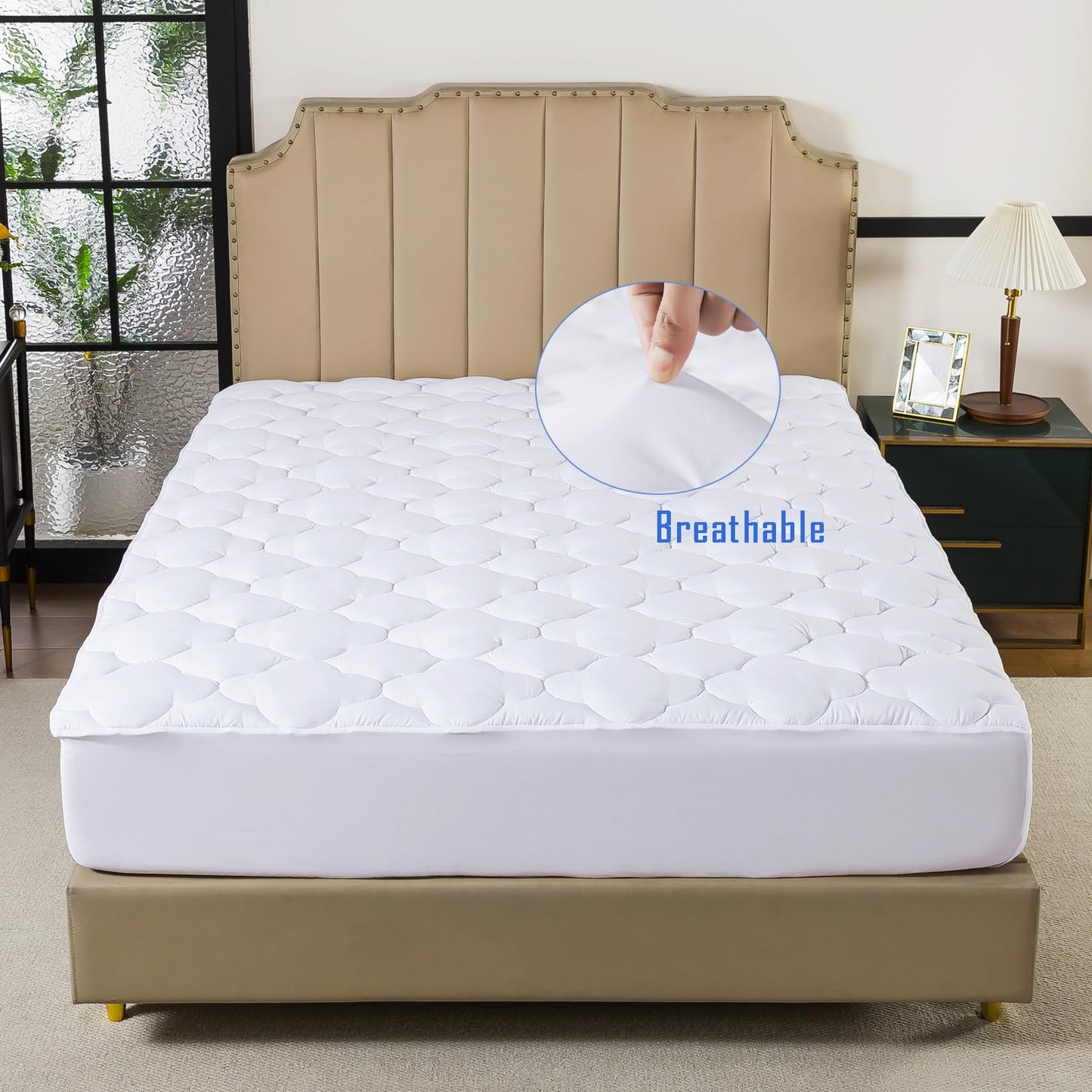 WhatsBedding Full Mattress Pad,Fitted Full Mattress Protector Soft with Deep Pocket 6"-18",Depth Breathable,Mattress Cover