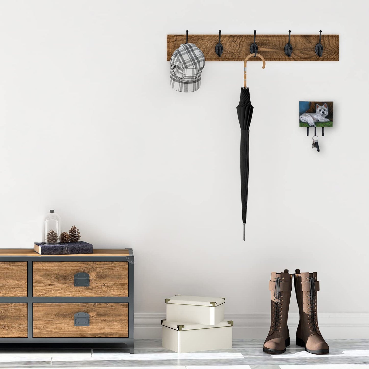 Caroline's Treasures PPP3287TH68 Westie Wake Up Leash or Key Holder, Wall Hooks, Key Hooks Holder, Coat Rack Wall Mount, Coat Hooks, Hooks for Hanging Keys, Towels, Aprons, Leashes,