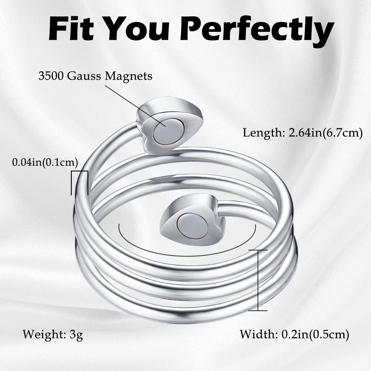 Feraco Magnetic Bracelet Ring for Women Titanium Steel Magnetic Bracelet with Magnets Sparkling Crystals