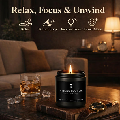 Candles for Men Gift Set, 4 Pack Masculine Scented Soy Candles for Men, Leather, Smoke, Oak & Lavender Scents, Aromatherapy Candle Gift Set for Dad, Husband, Boyfriend, Birthday & Father’s Day Gifts