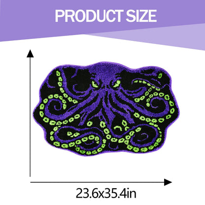 LSYESDLA Cool Purple Octopus Bathroom Rug, Soft Plush Gothic Animal Tufted Bath Mat, Non-Slip & Machine Washable, Absorbent Quick Dry Floor Door Mat Home Decor for Shower, Tub and Sink, 23.6"x35.4"