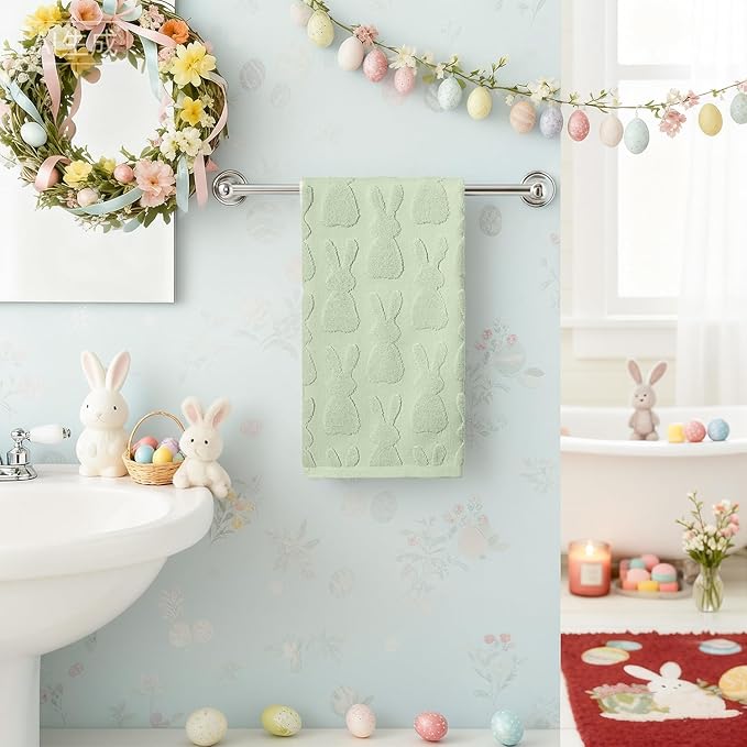 Artoid Mode 1 Pc Light Green 3D Rabbit Jacquard Easter Hand Towels