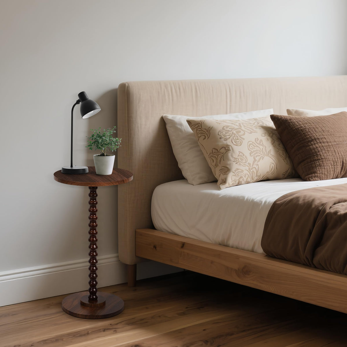 Tohiasen Round Side Table, Small End Table for Small Space, Easy Assembly