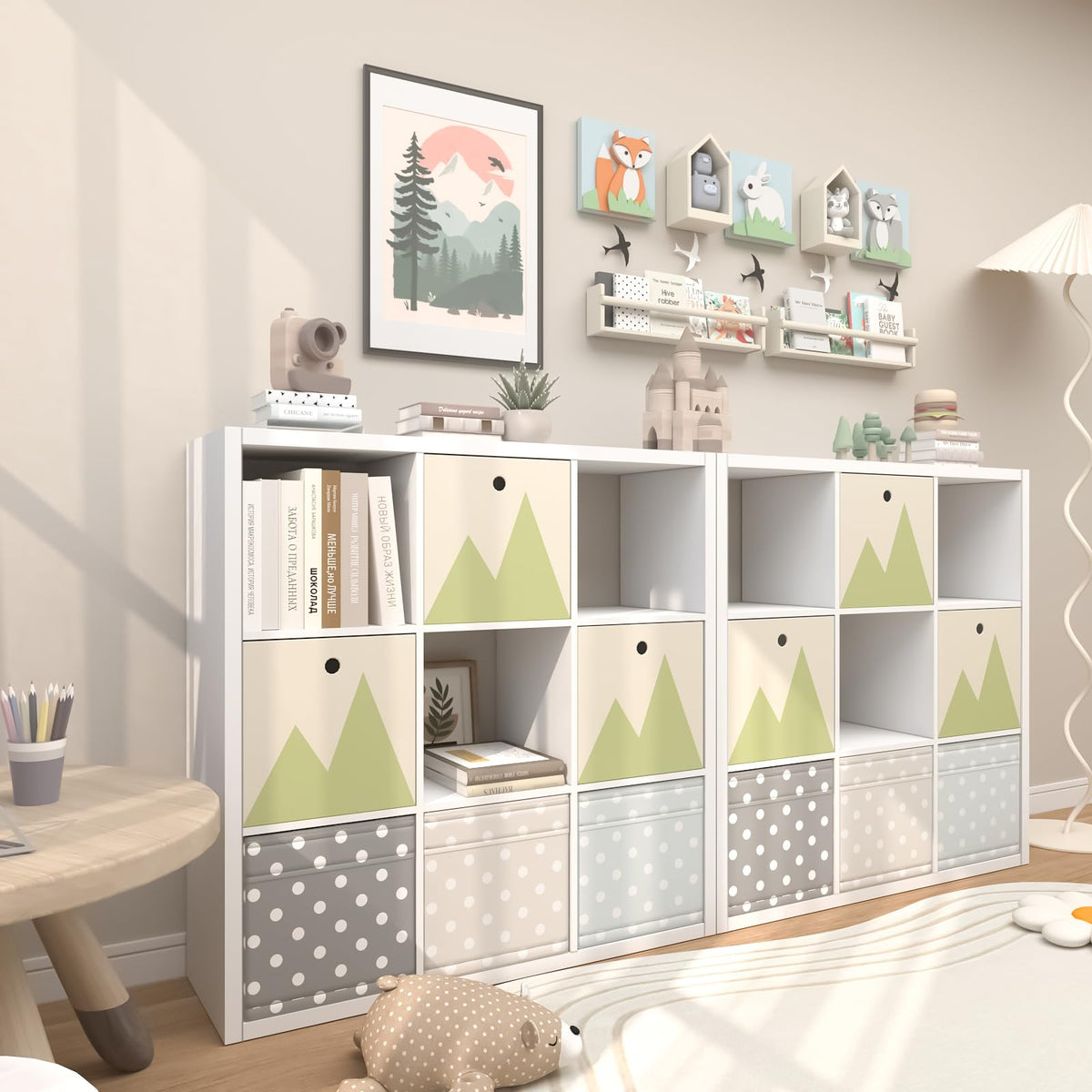 Endearing Limons【2026 Wooden Thick Border 9 Cube Shelf Storage Organizer with Anti-Tipping Kits + Reversible Open Back Bookcase (11 x 11 Unit Cell White)